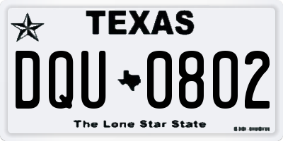 TX license plate DQU0802