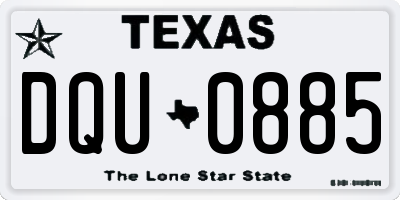 TX license plate DQU0885