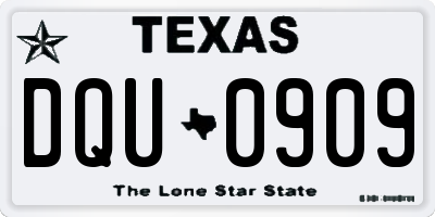 TX license plate DQU0909