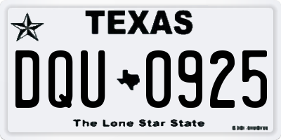 TX license plate DQU0925