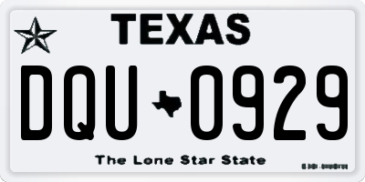 TX license plate DQU0929