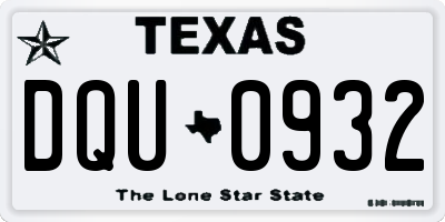 TX license plate DQU0932