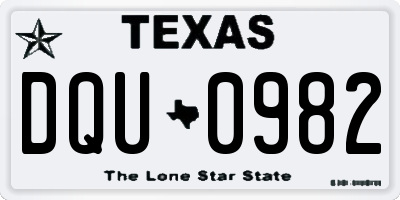 TX license plate DQU0982