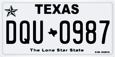TX license plate DQU0987