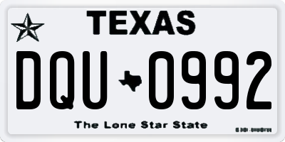 TX license plate DQU0992
