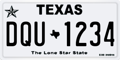 TX license plate DQU1234