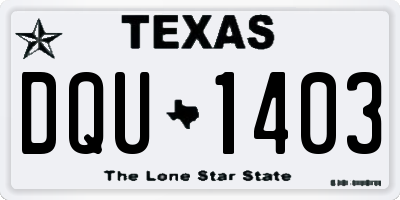 TX license plate DQU1403