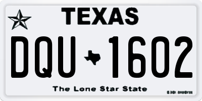 TX license plate DQU1602