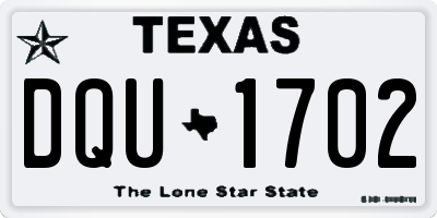 TX license plate DQU1702