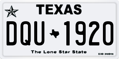 TX license plate DQU1920