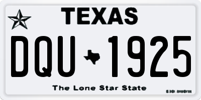 TX license plate DQU1925