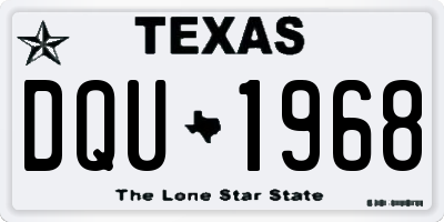 TX license plate DQU1968