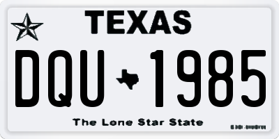 TX license plate DQU1985