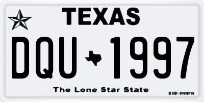 TX license plate DQU1997