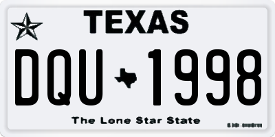 TX license plate DQU1998