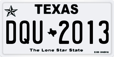 TX license plate DQU2013