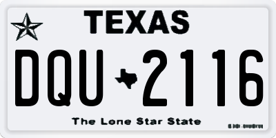 TX license plate DQU2116