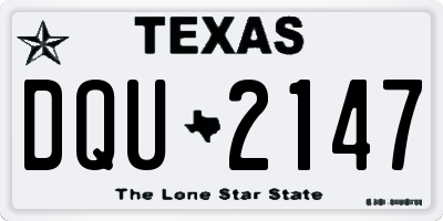 TX license plate DQU2147