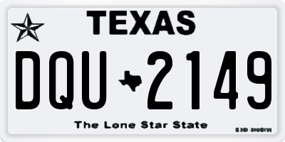 TX license plate DQU2149