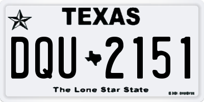 TX license plate DQU2151