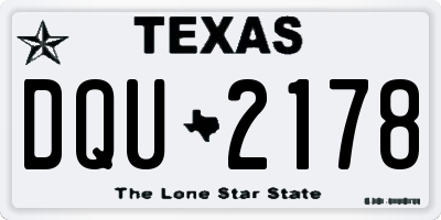 TX license plate DQU2178