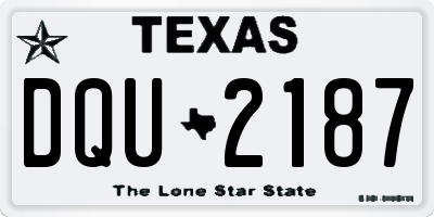 TX license plate DQU2187