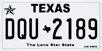 TX license plate DQU2189