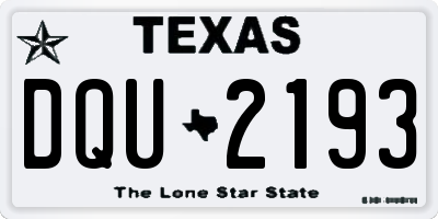 TX license plate DQU2193