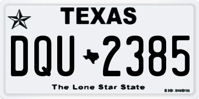 TX license plate DQU2385
