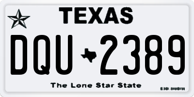 TX license plate DQU2389