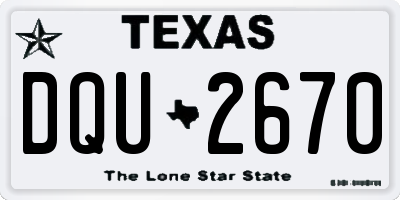 TX license plate DQU2670