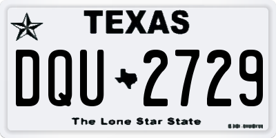 TX license plate DQU2729