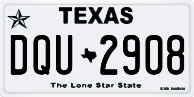 TX license plate DQU2908
