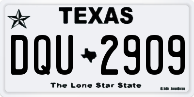 TX license plate DQU2909