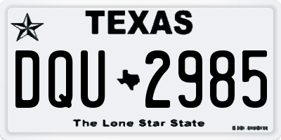 TX license plate DQU2985