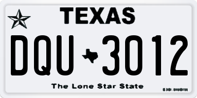 TX license plate DQU3012
