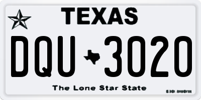 TX license plate DQU3020