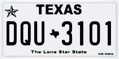 TX license plate DQU3101