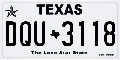 TX license plate DQU3118