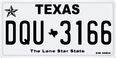 TX license plate DQU3166