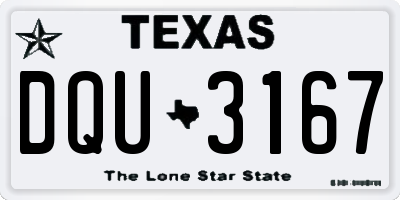 TX license plate DQU3167