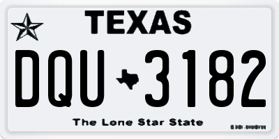 TX license plate DQU3182