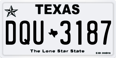 TX license plate DQU3187