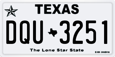 TX license plate DQU3251