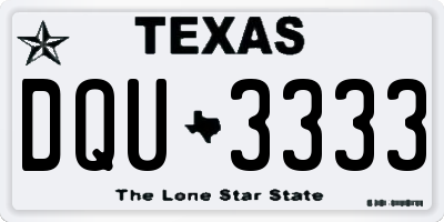 TX license plate DQU3333