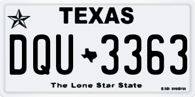 TX license plate DQU3363