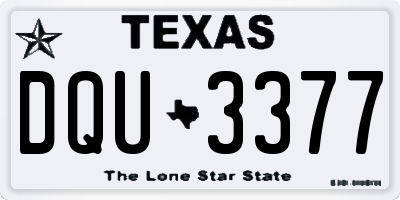 TX license plate DQU3377