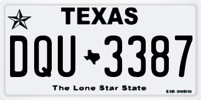 TX license plate DQU3387