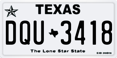 TX license plate DQU3418