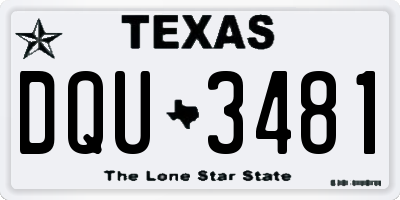 TX license plate DQU3481